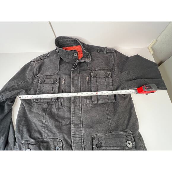 Kane & Unke Men's XXL Military Style Jacket Gray Coat Lined Cotton Blend Pockets - Picture 14 of 16